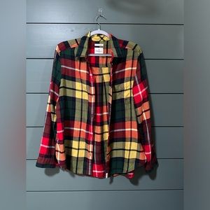 American Eagle red and green bright plaid flannel